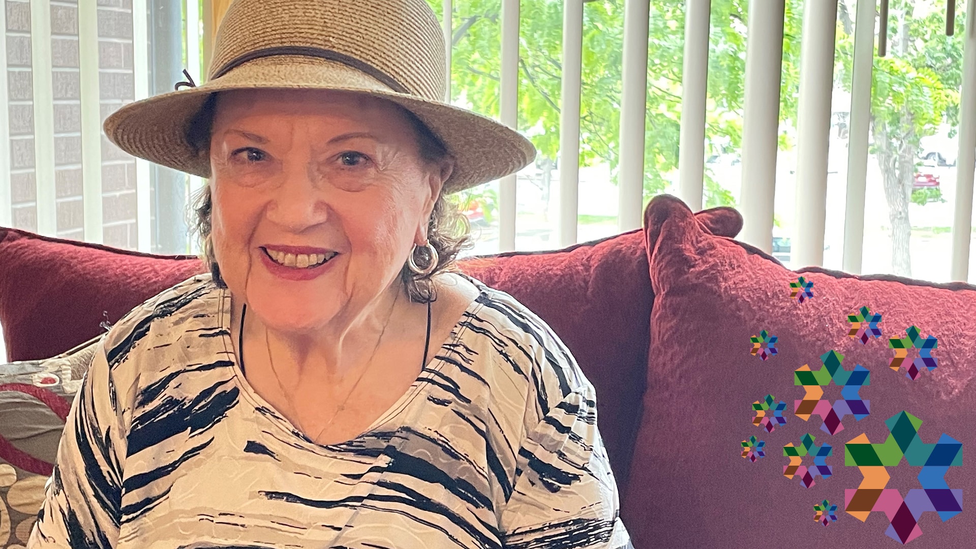 Nancy, one of Kavod's AL residents, is happy in her Assisted Living apartment at Kavod